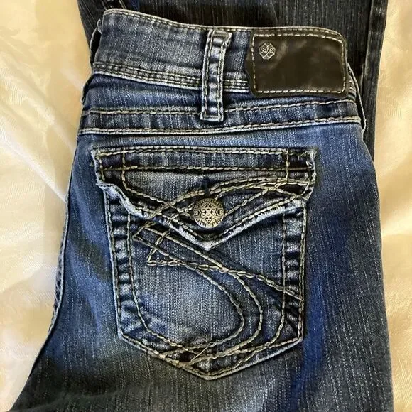 Silver Womens Suki Bootcut Jeans Sz11 30 x 30 Dark Wash Low Rise Actual 29x29 - Picture 7 of 10
